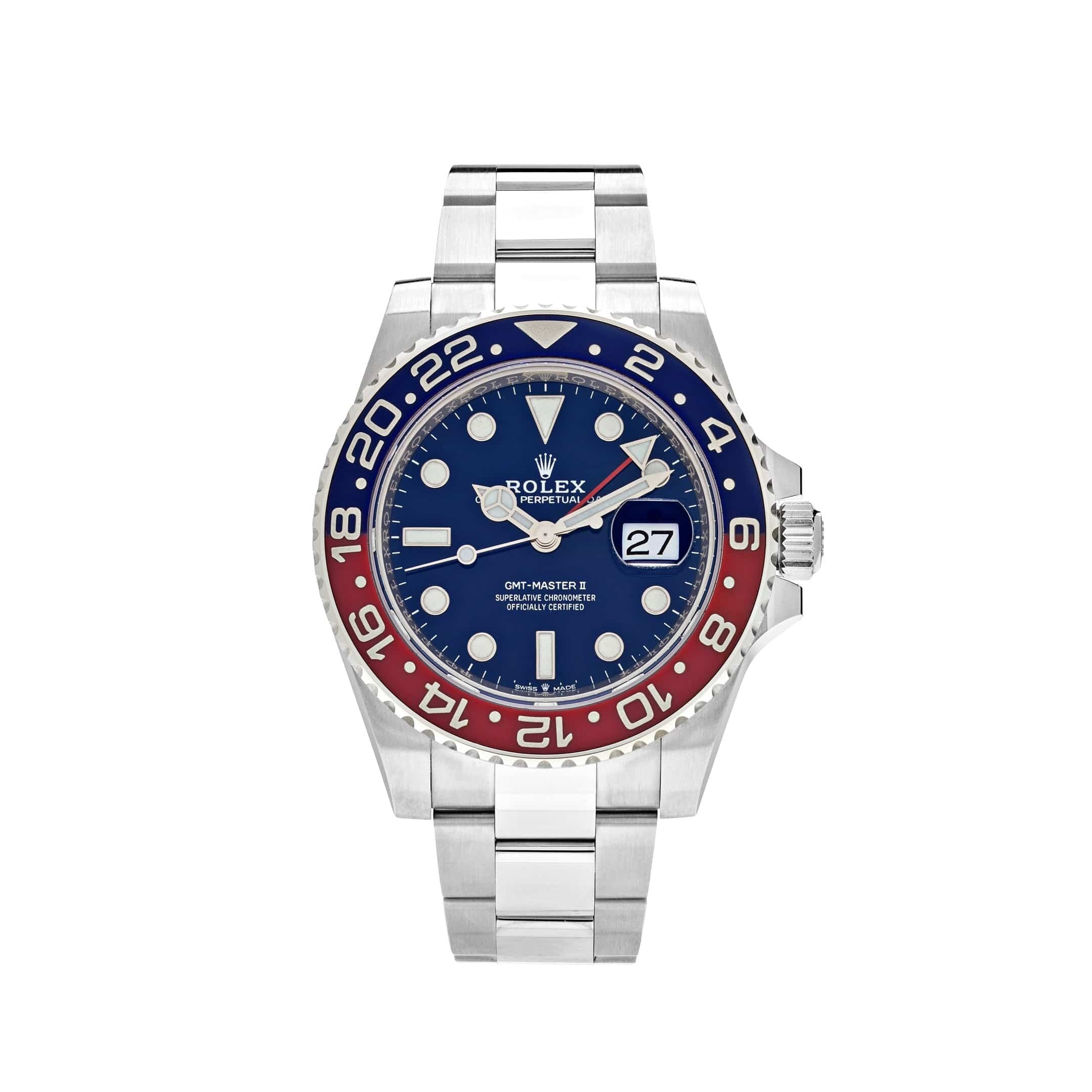 Rolex GMT-Master II 126719BLRO 'Pepsi' Ouro Branco Mostrador Azul